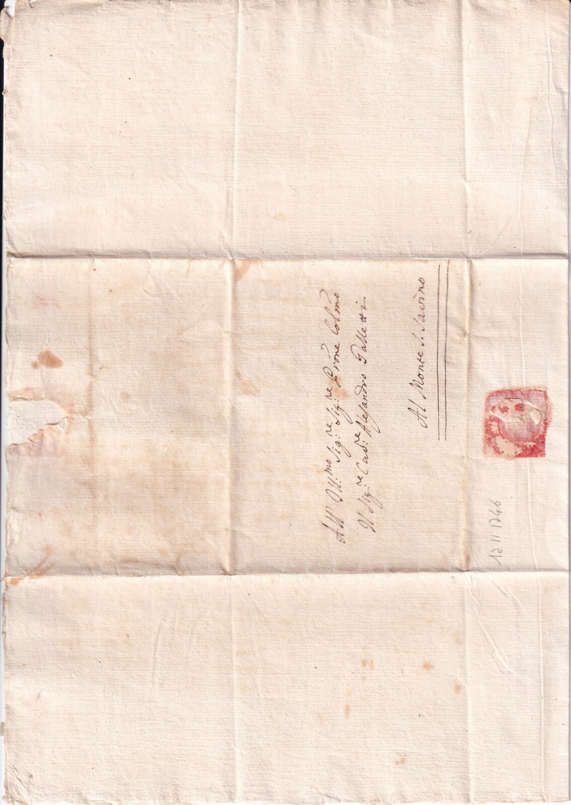 1746 11 12_2 s per Monte San Savino — foglio 1 recto