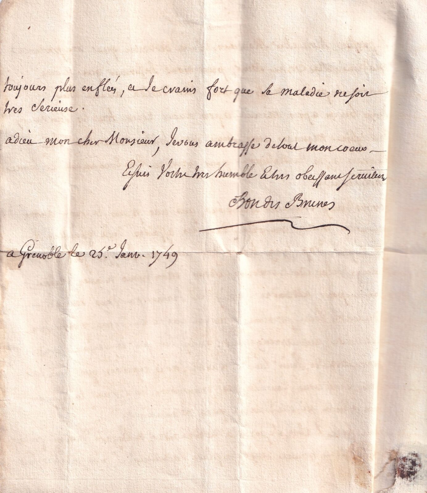 1749 01 25_2 s da GRENOBLE a Vierville — foglio2 recto