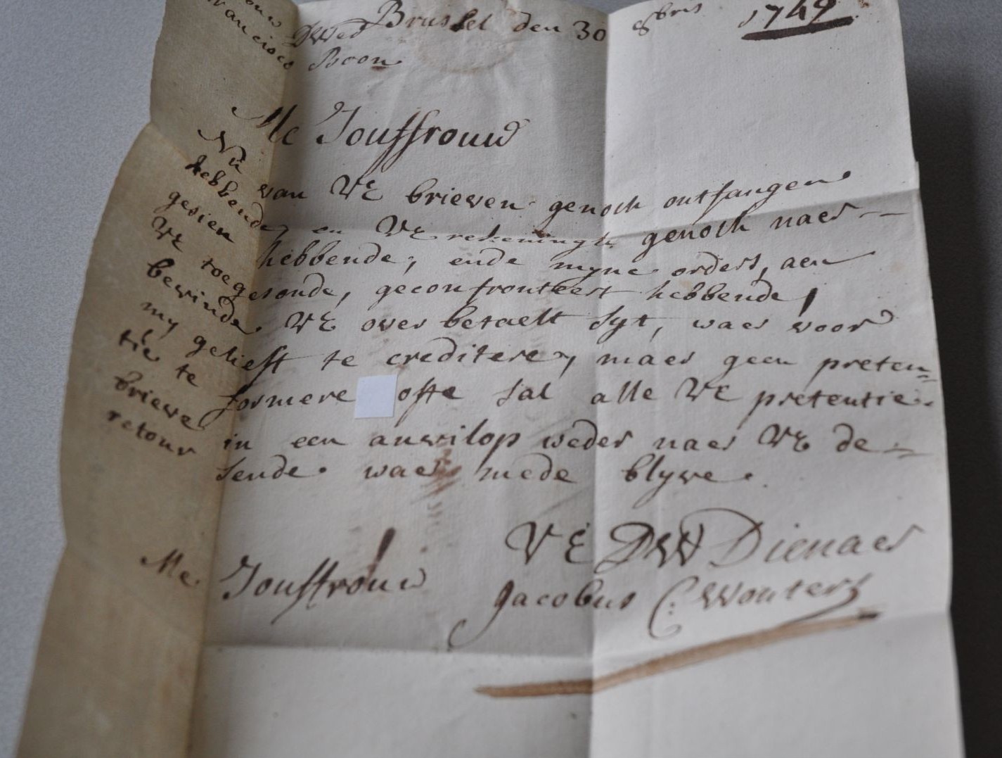 Testo della lettera in olandese