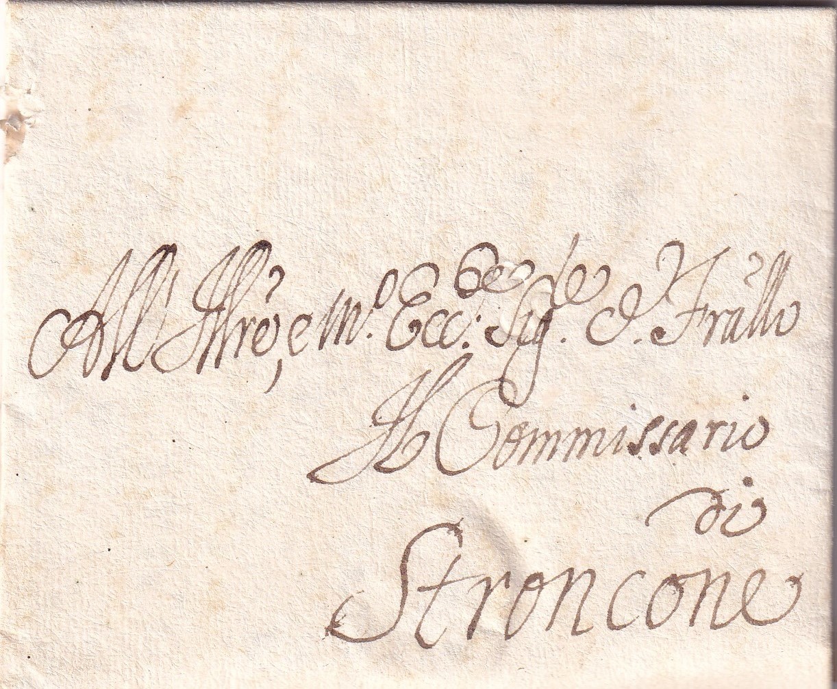 Piego Narni-Stroncone 1754, foglio ripiegato in 9, recto