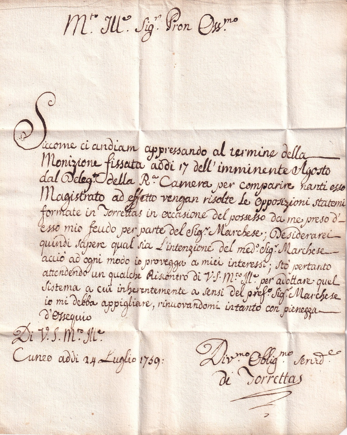 Testo della lettera