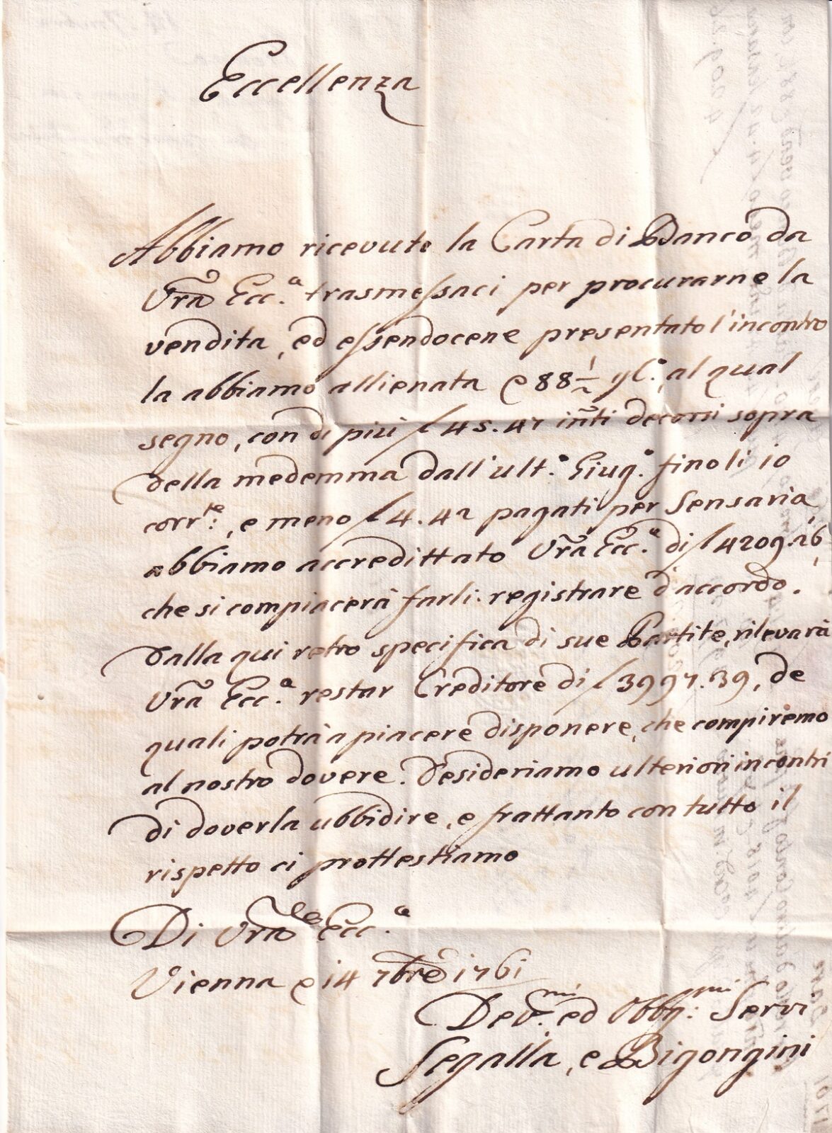 Foglio 1 verso